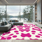 Fuchsia Abstract Spots Contemporary Rug