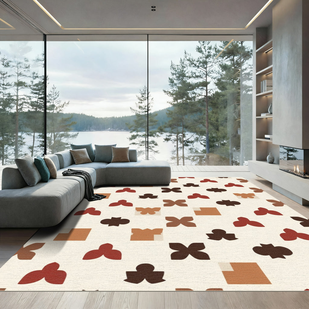 Earth Tones Abstract Clover Quad Rug