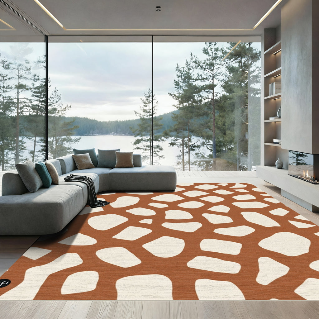 Terracotta Beige Giraffe Spot Rug