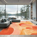 Coral Orange Swirl Abstract Flow Rug