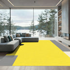 Abstract Yellow Gray Blocks Rug