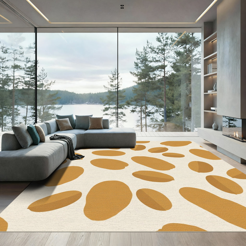 Caramel Ochre Organic Blob Arrangement Rug