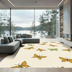 Golden Orange Green Butterfly Medley Rug