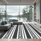Monochrome Textured Stripe Composition Rug