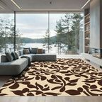 Rich Brown Nouveau Floral Cream Rug