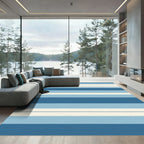 Coastal Navy Sky Blue Stripe Rug