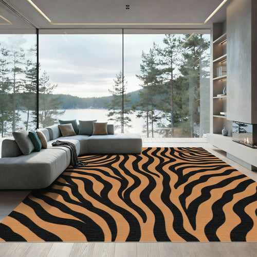 Bold Amber Black Animal Print Rug
