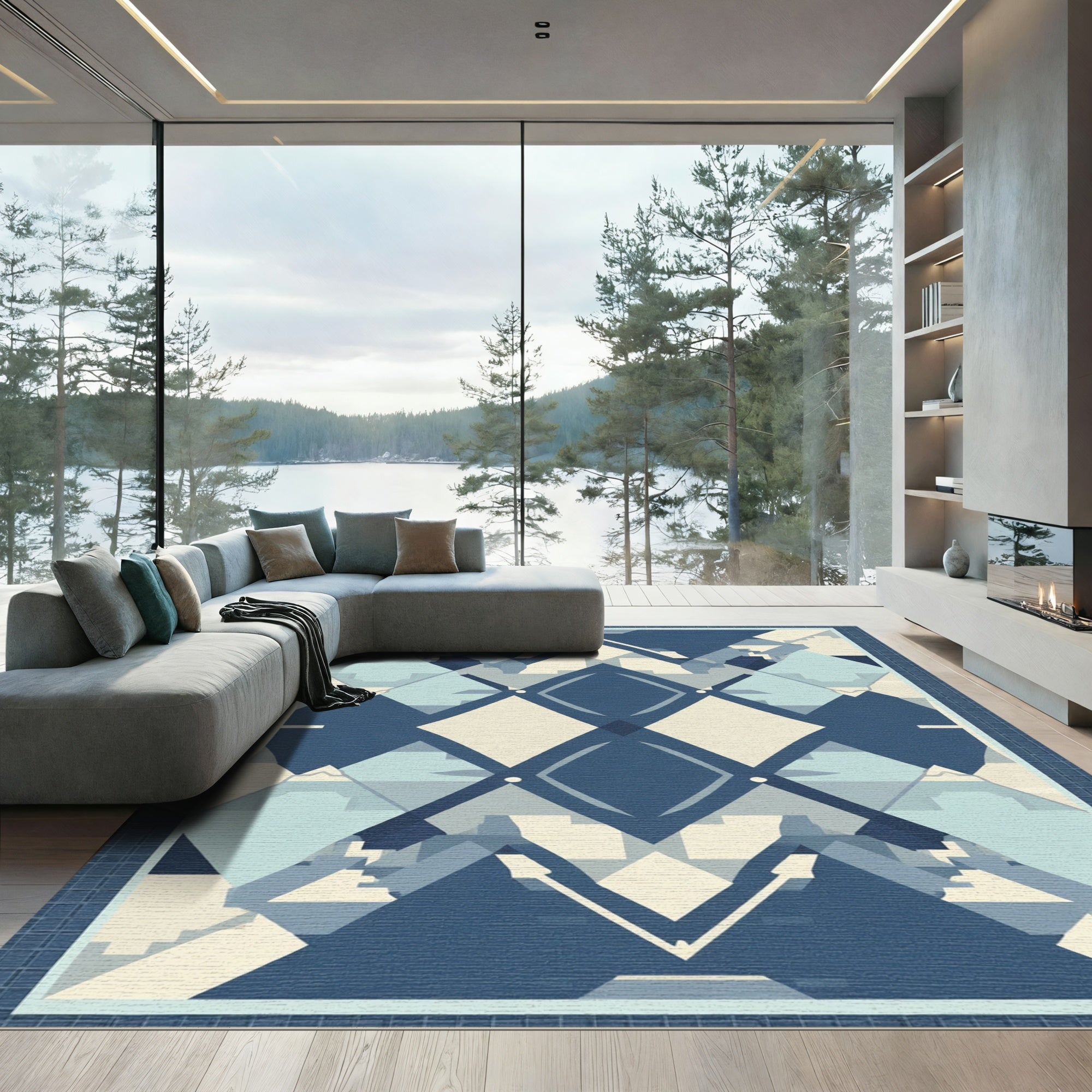 Geometric Diamond Mid Century Rug