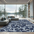 Oceanic Swirl Abstract Navy Rug