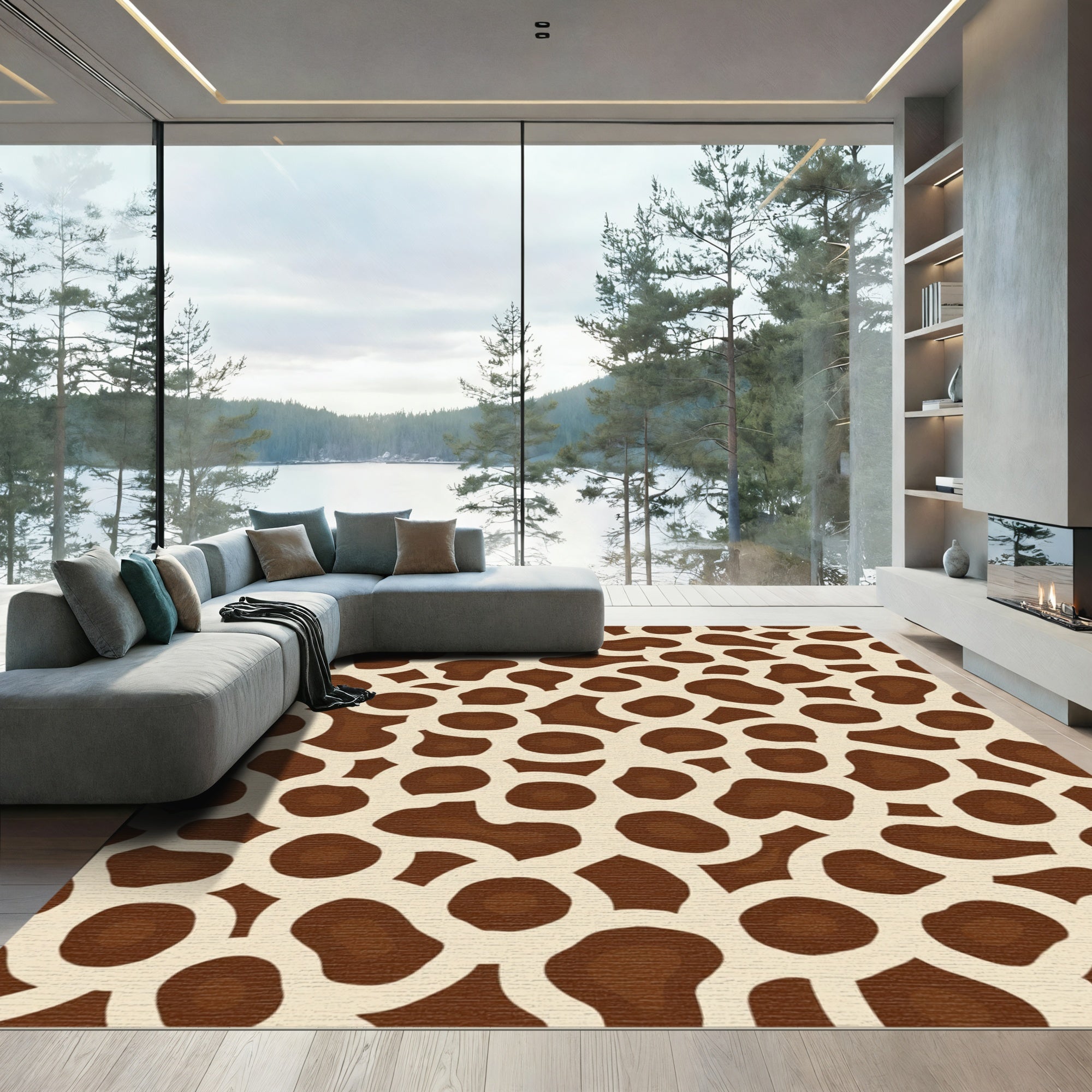 Brown Tan Organic Spotted Rug