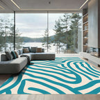 Teal Abstract Wavy Lines Rug