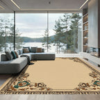 Beige Floral Corner Accent Rug