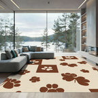 Brown Paw Print Square Composition Rug