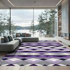 Purple Geometric Stripe Diamond Rug