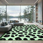 Mint Green Black Leopard Spot Rug