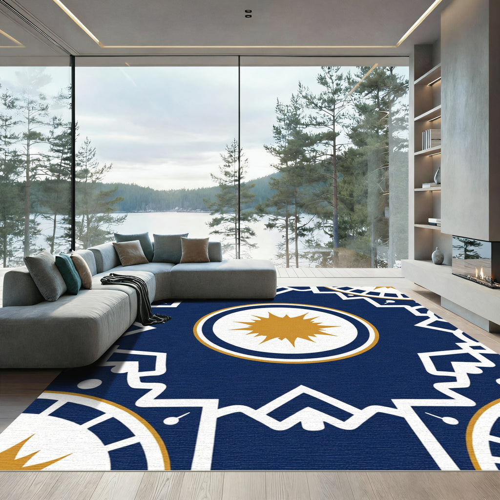 Navajo Medallion Sunburst Blue Rug