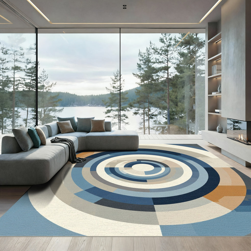 Modern Geometric Concentric Circles Rug