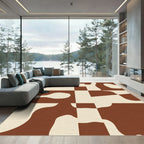 Abstract Organic Brown Cream Shapes Rug
