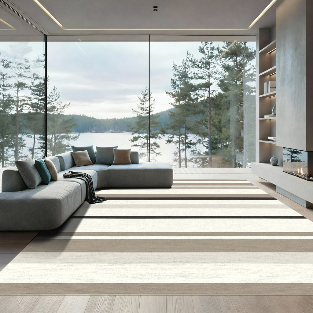 Neutral Tone Horizontal Stripe Rug