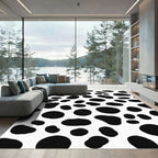 Classic Black White Spotted Organic Forms Rug