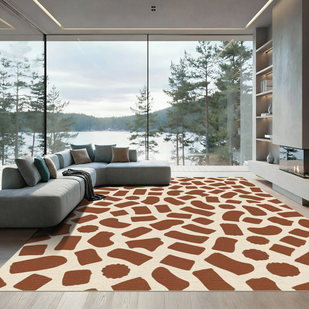Brown Tan Abstract Shapes Rug
