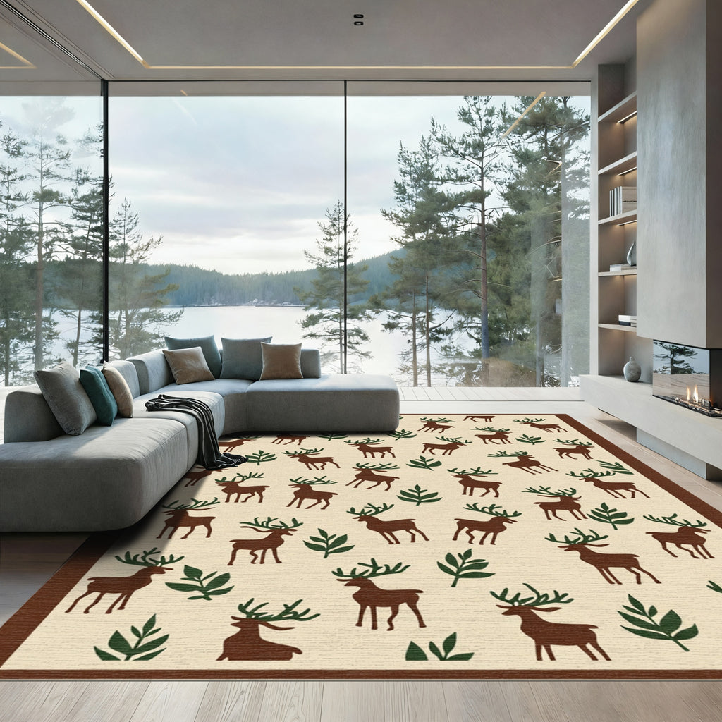 Brown Deer Forest Woodland Nature Rug