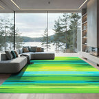 Abstract Green Teal Horizontal Lines Rug