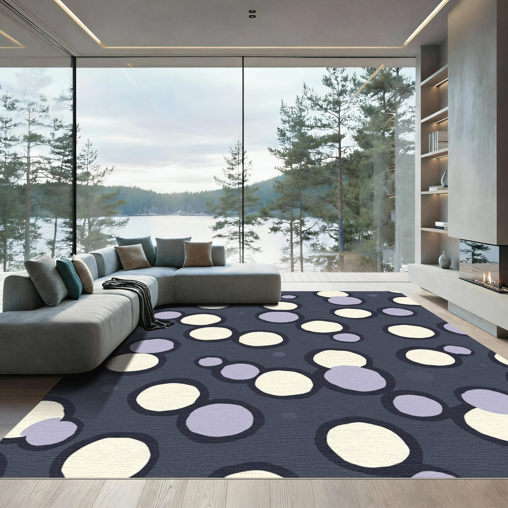 Delicate Gray Cream Orb Scatter Rug