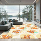 Playful Orange Cub Pattern Rug