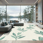 Sage Green Leafy Branch Arrangement Rug