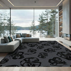 Dark Gray Abstract Swirls Rug