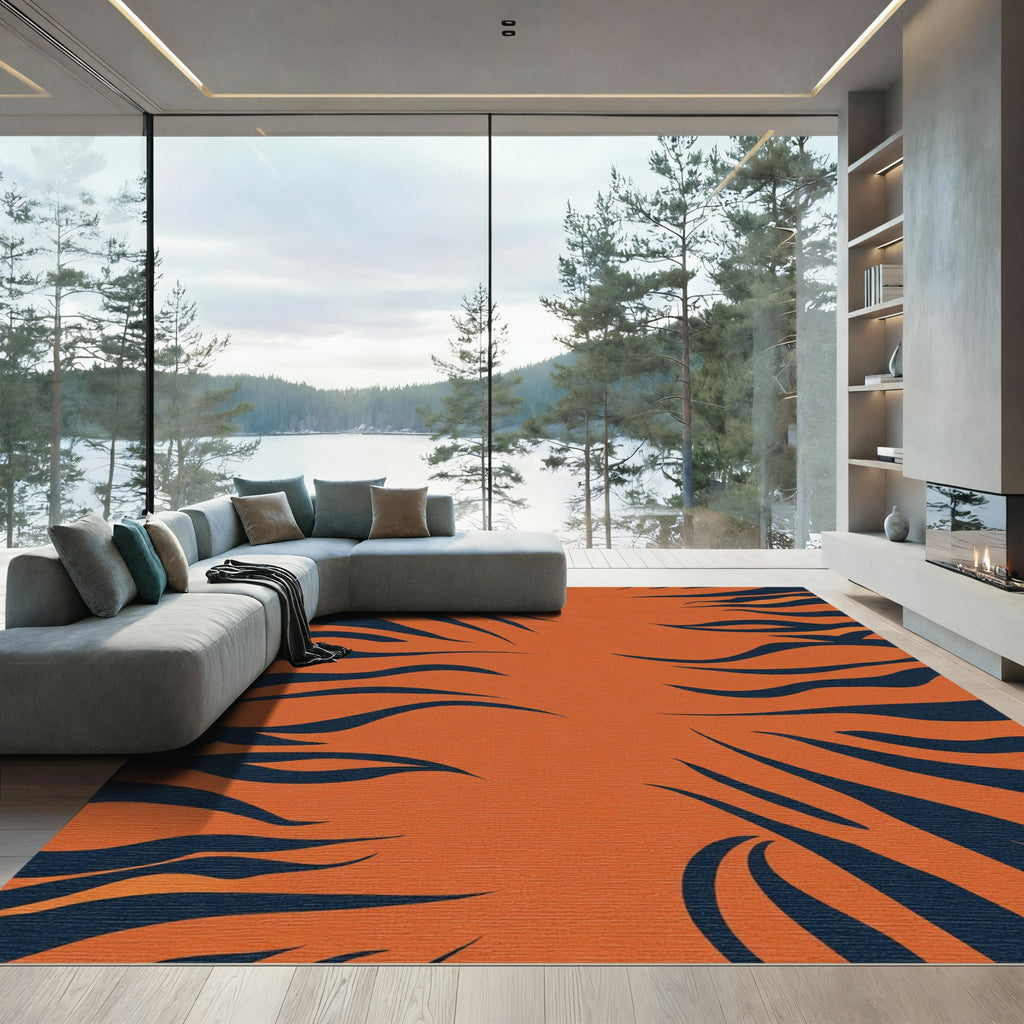 Orange Black Tiger Stripe Accent Rug