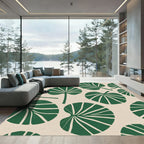 Forest Green Tropical Leaf Arrangement Rug