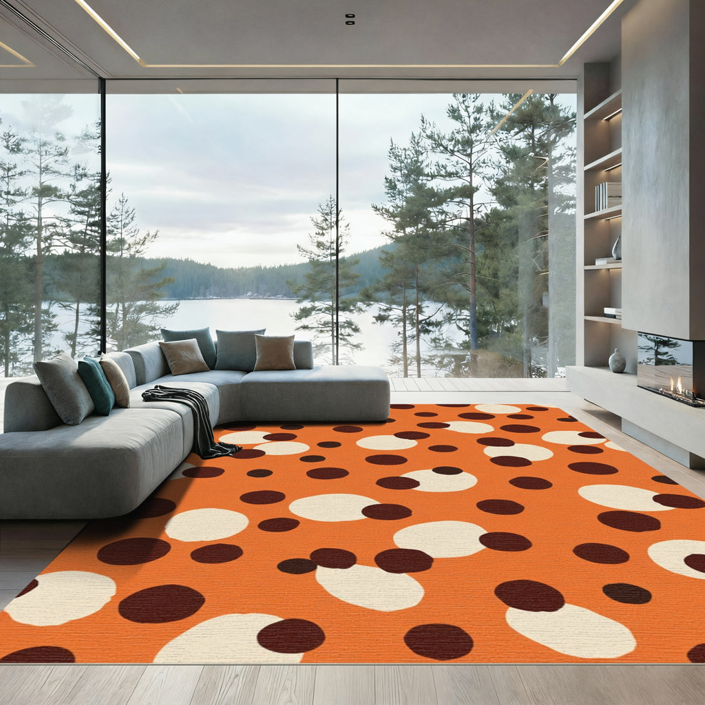 Orange Cream Dark Circle Scatter Rug