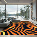 Vibrant Orange Black Striped Flow Rug