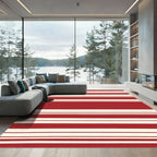 Bold Red Cream Striped Rug