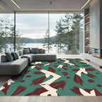 Birds In Flight Teal Crimson Rug