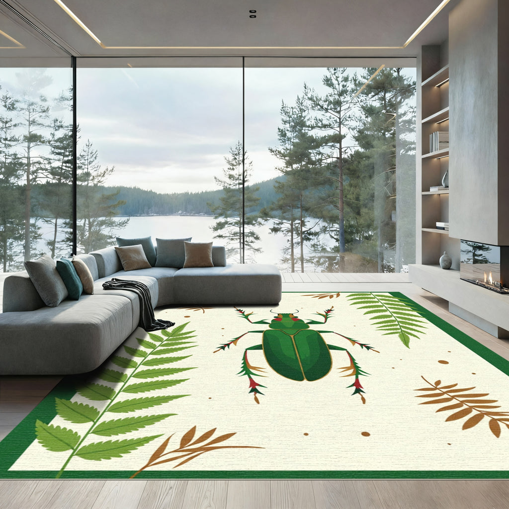 Emerald Green Beetle Foliage Accent Rug