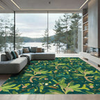 Deep Forest Green Tropical Foliage Rug