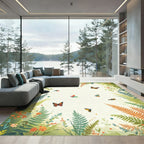 Whimsical Butterfly Garden Scene Rug