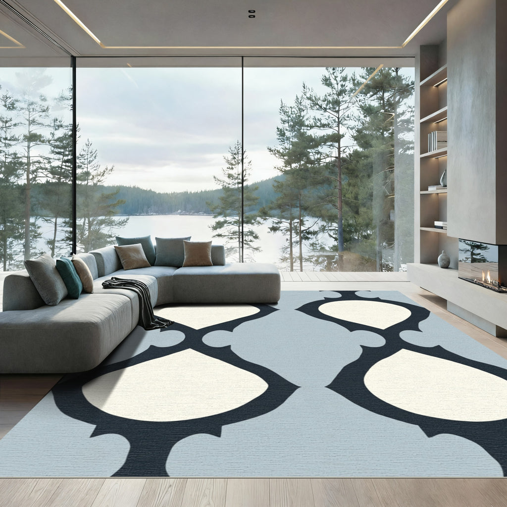 Cream Midnight Quatrefoil Lattice Rug