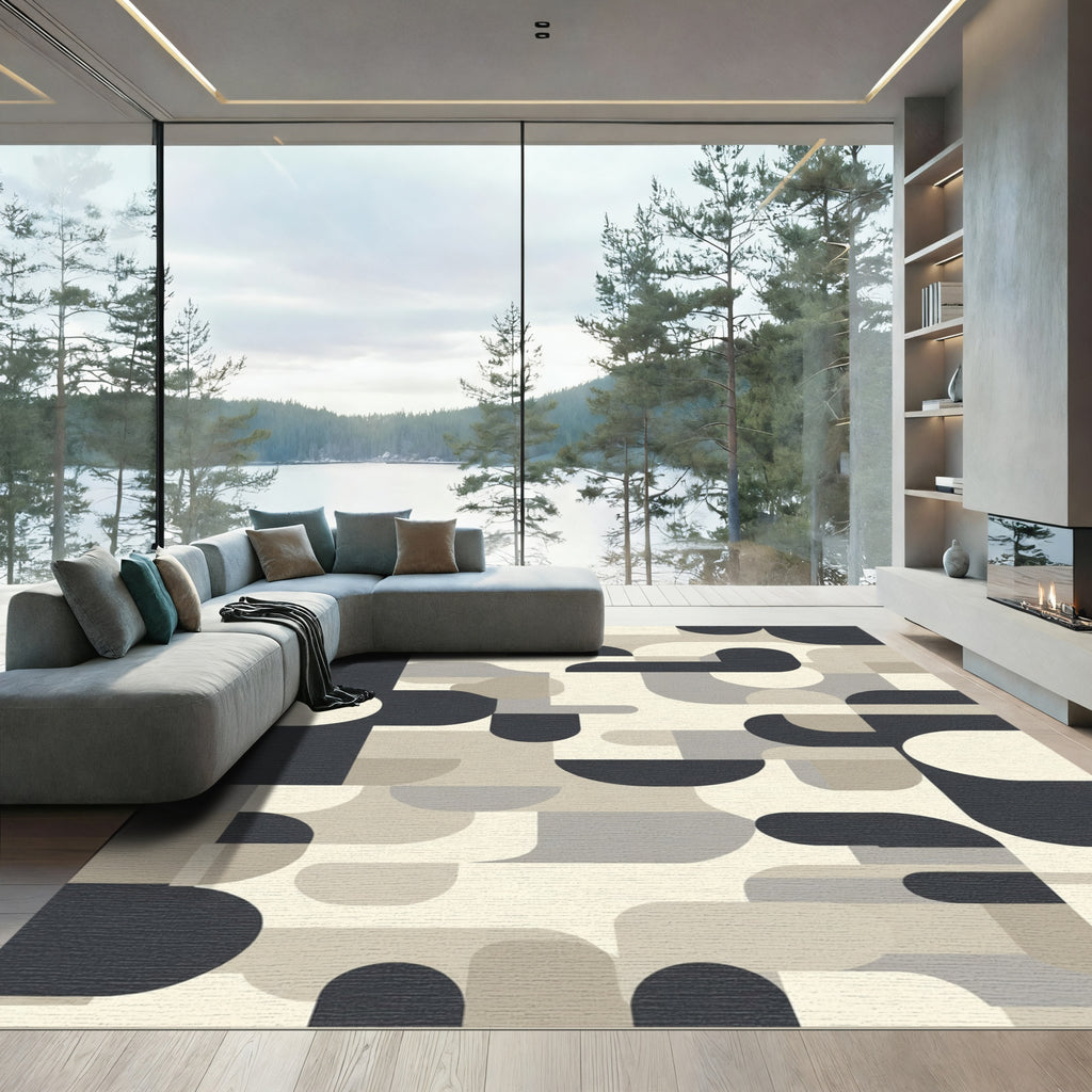 Mid-Century Abstract Geometric Forms Rug
