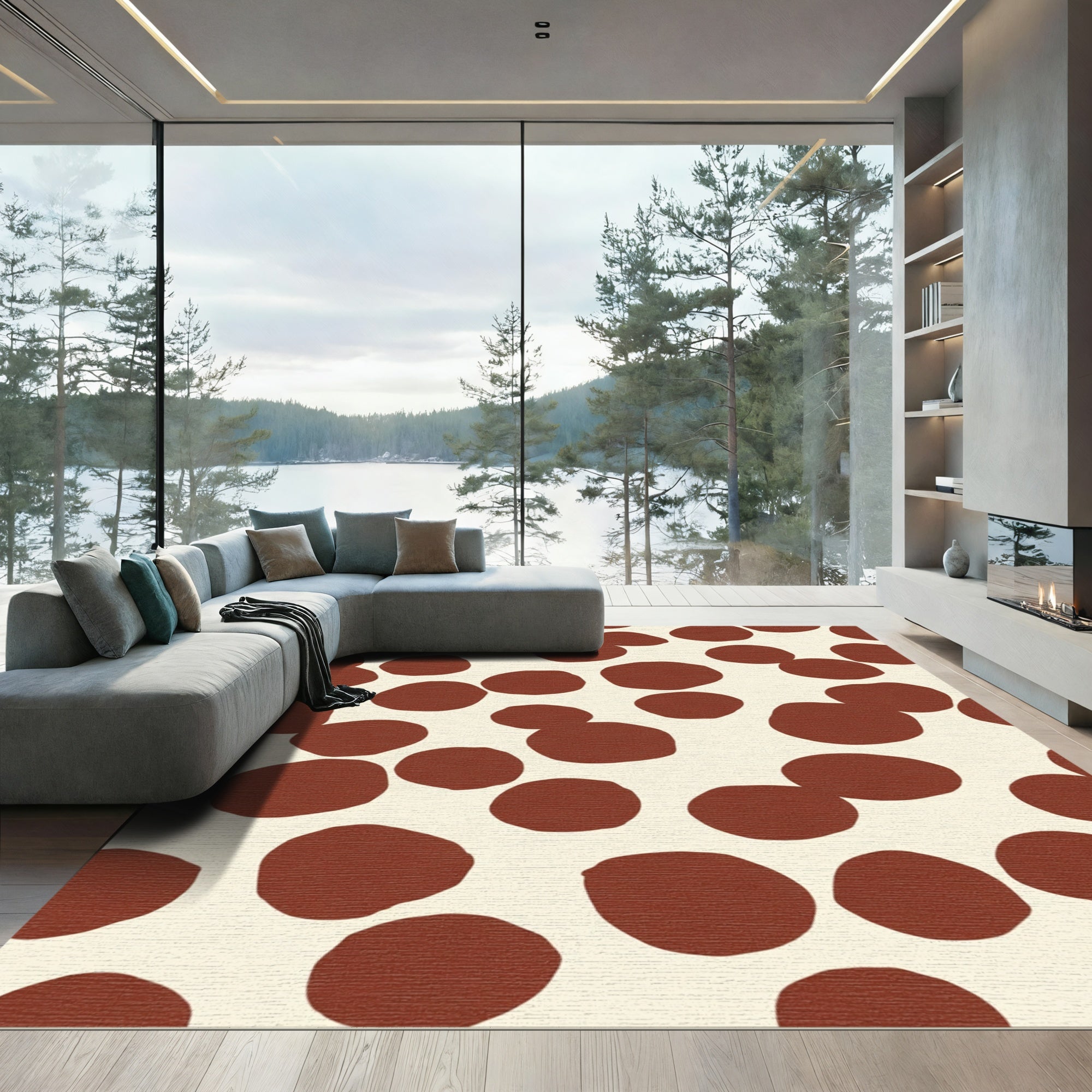 Earth Tone Abstract Circles Rug