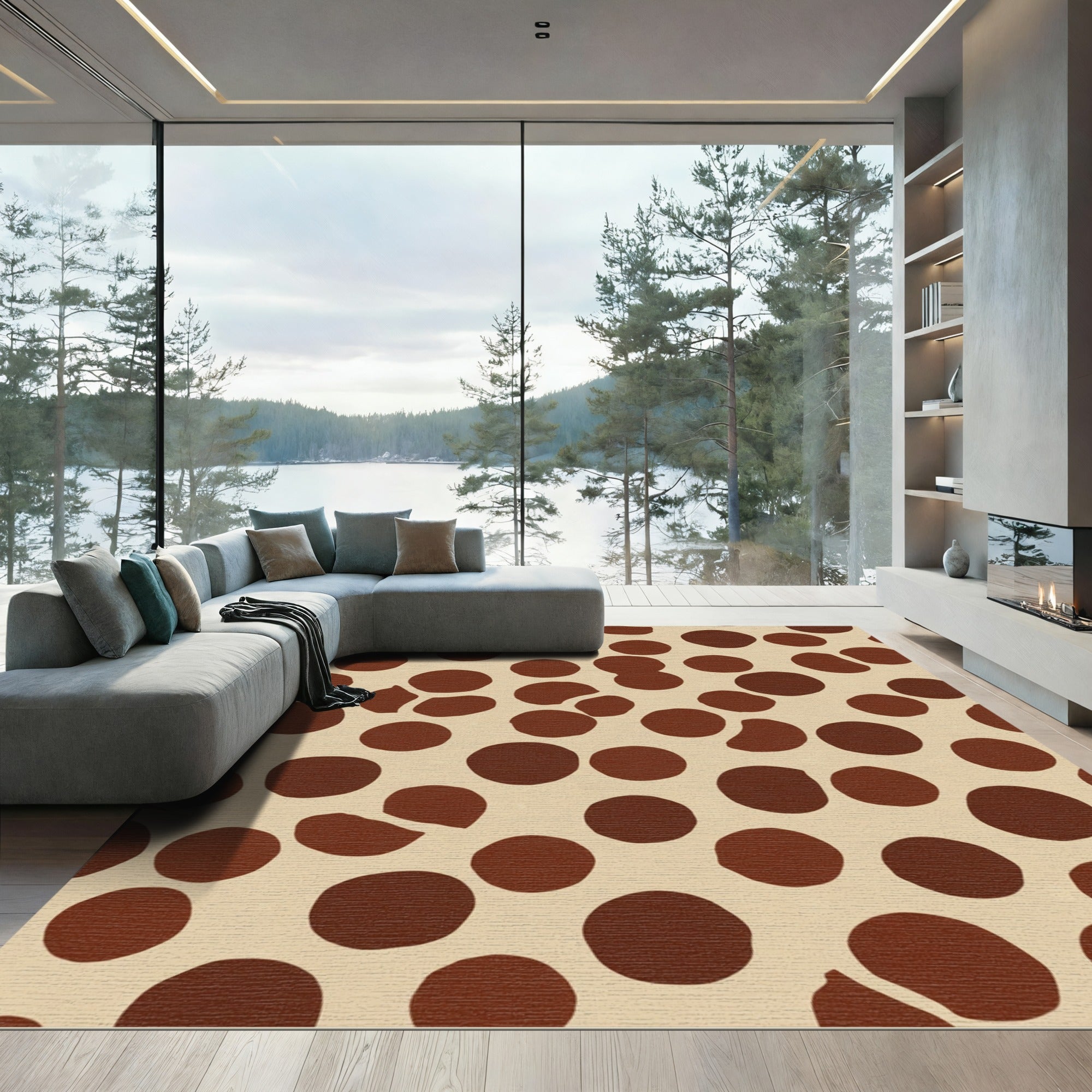 Earthy Polka Dot Cluster Rug