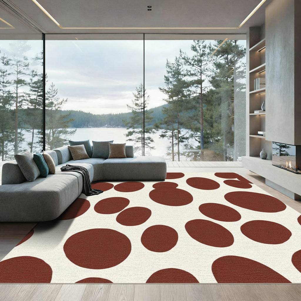 Warm Brown Polka Dot Composition Rug