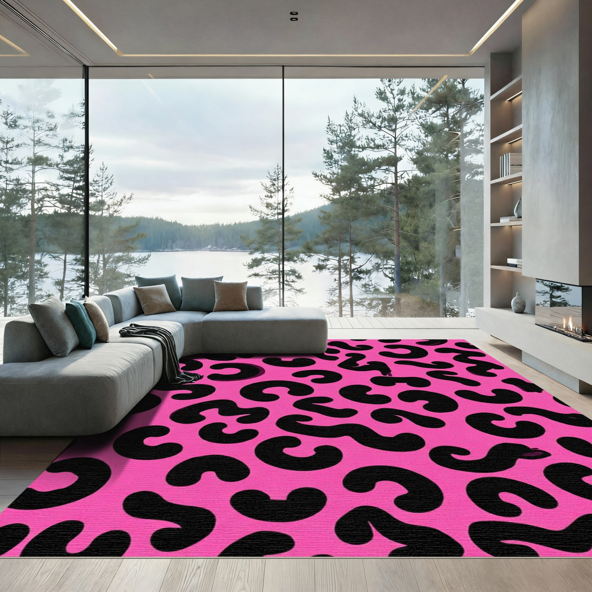 Bold Pink Leopard Spots Rug