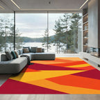 Crimson Mountain Sunset Abstract Landscape Rug