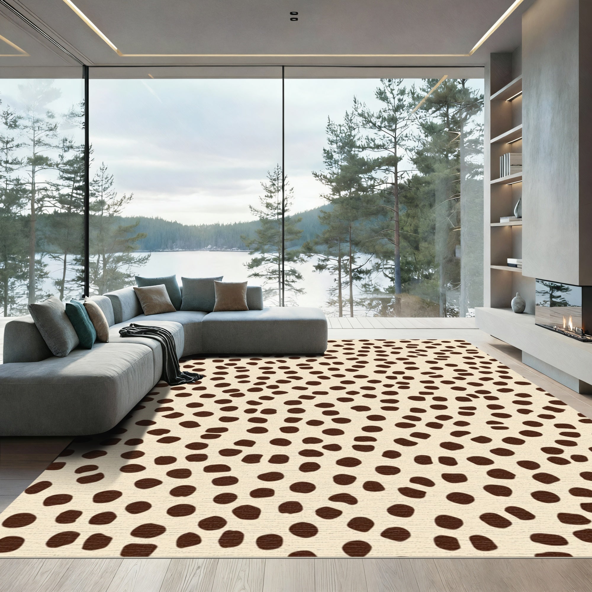 Brown Spots Cream Background Rug