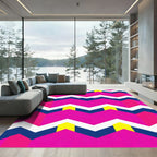 Vibrant Pink Geometric Chevron Rug