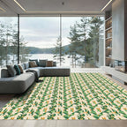 Emerald Green Abstract Leaf Collage Rug